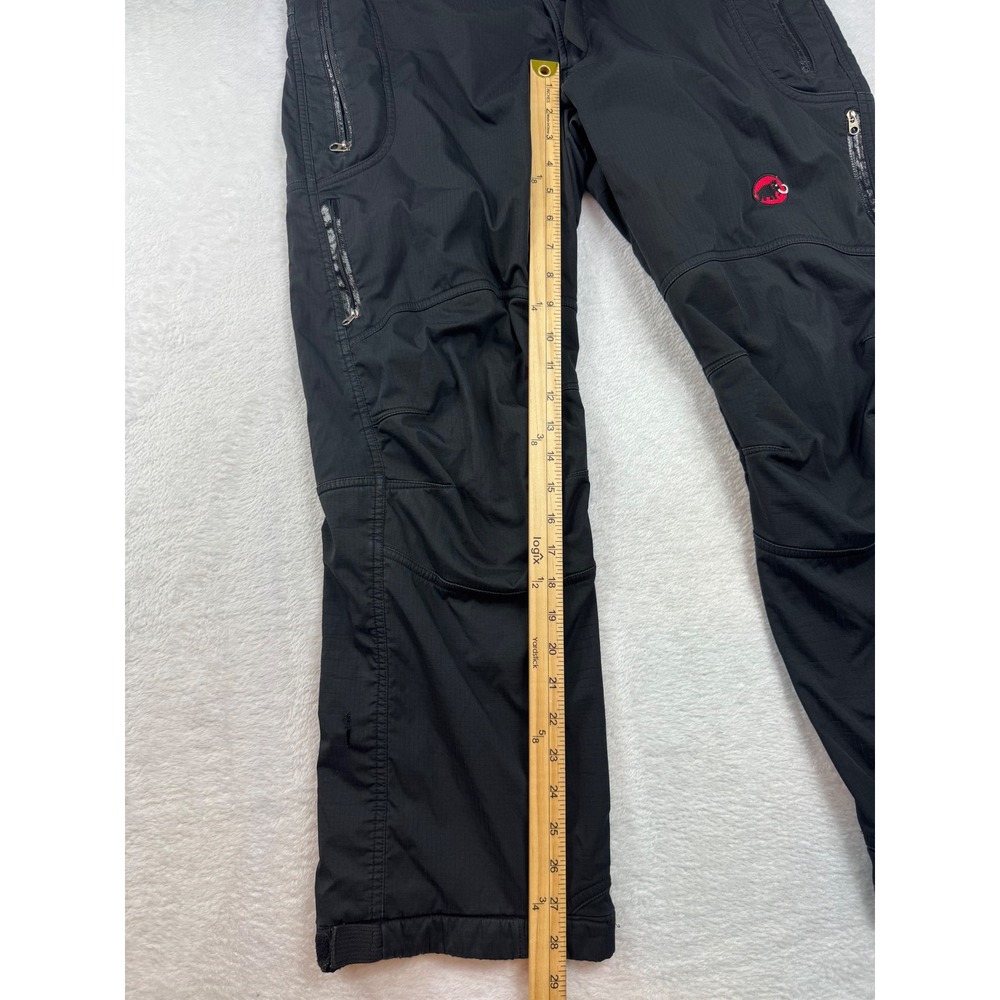 Mammut Mens Black Fleece Lined Ripstop Hiking Pants Integrated Belt Size Large